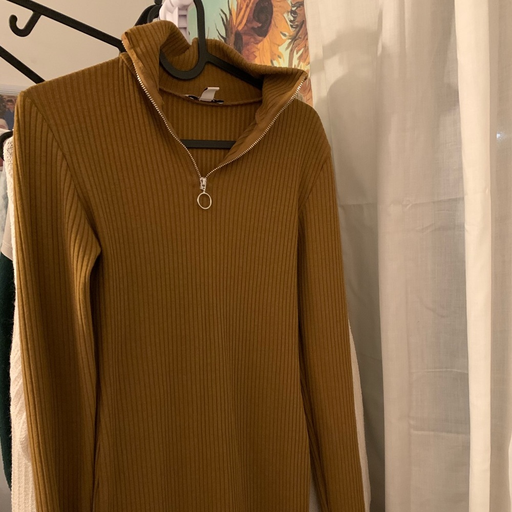 Topshop Mustard Yellow Sweater Dress